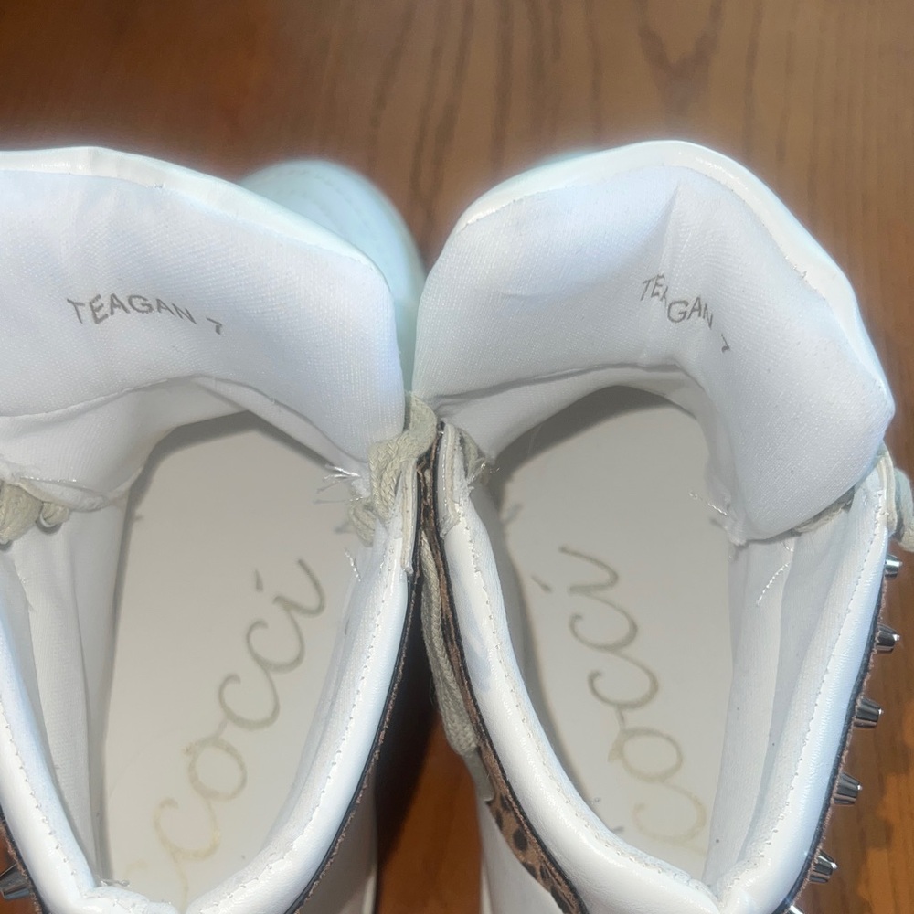 Ccocci size 7 White High-Top Sneakers with Gray Laces - Picture 7 of 7